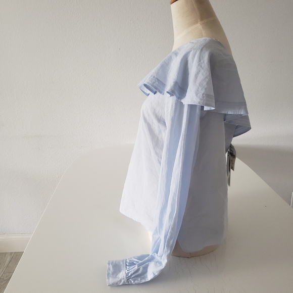 A.L.C. Brielle One-Shoulder blue Poplin Top size 10 NWT - Picture 12 of 12